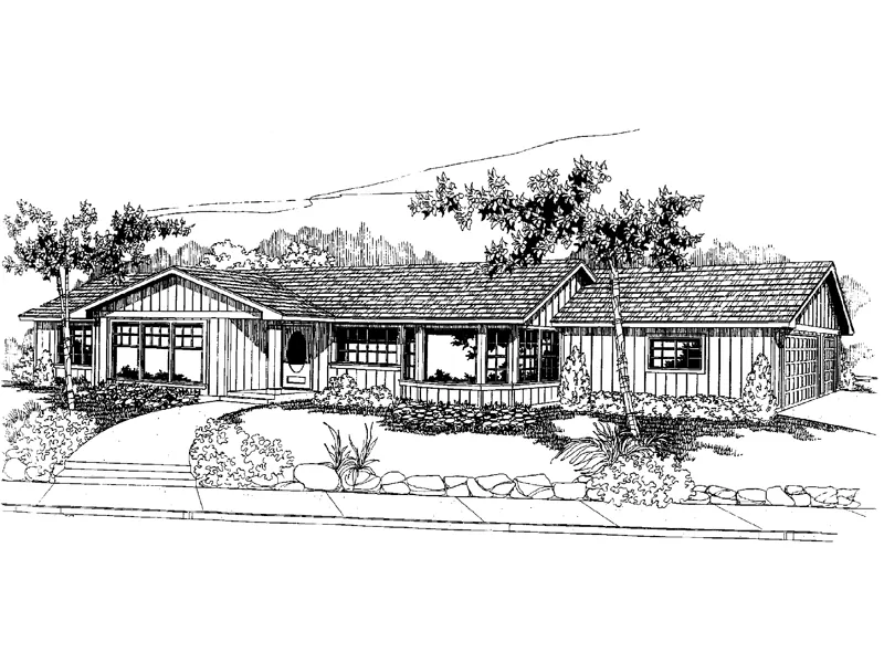 Traditional House Plan Front of Home - Pin Oak Creek Ranch Home 085D-0561 - Shop House Plans and More