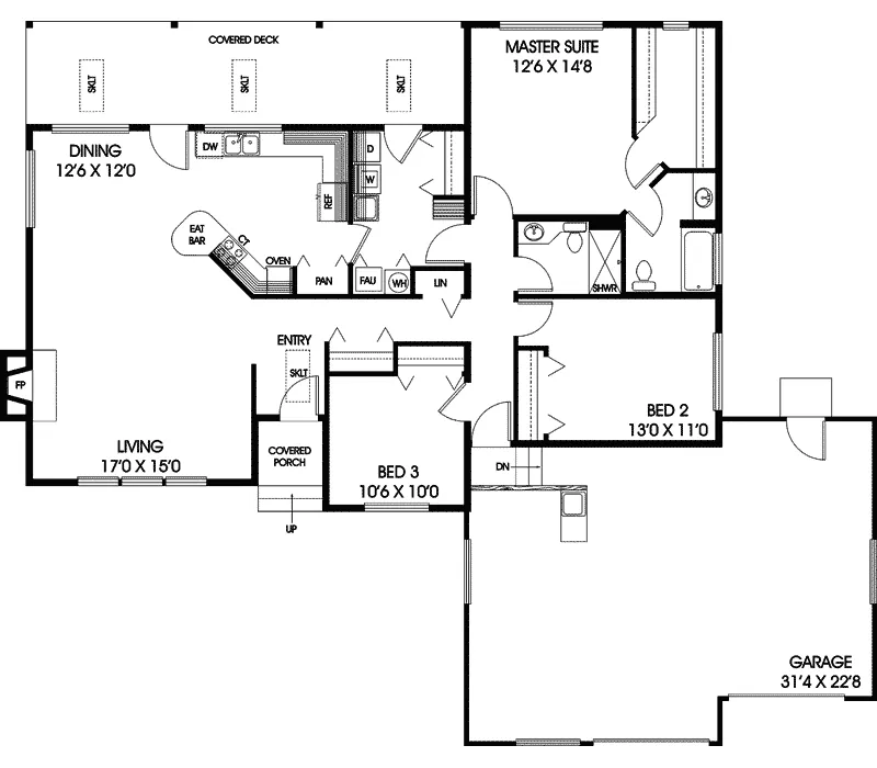 Ranch House Plan First Floor - Brady Traditional Home 085D-0562 - Search House Plans and More