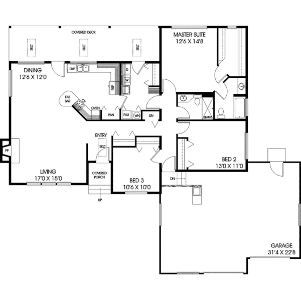 Contemporary House Plan First Floor - Brady Traditional Home 085D-0562 - Search House Plans and More