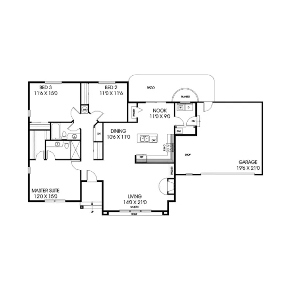 Ranch House Plan First Floor - Walnut Hollow Ranch Home 085D-0569 - Shop House Plans and More