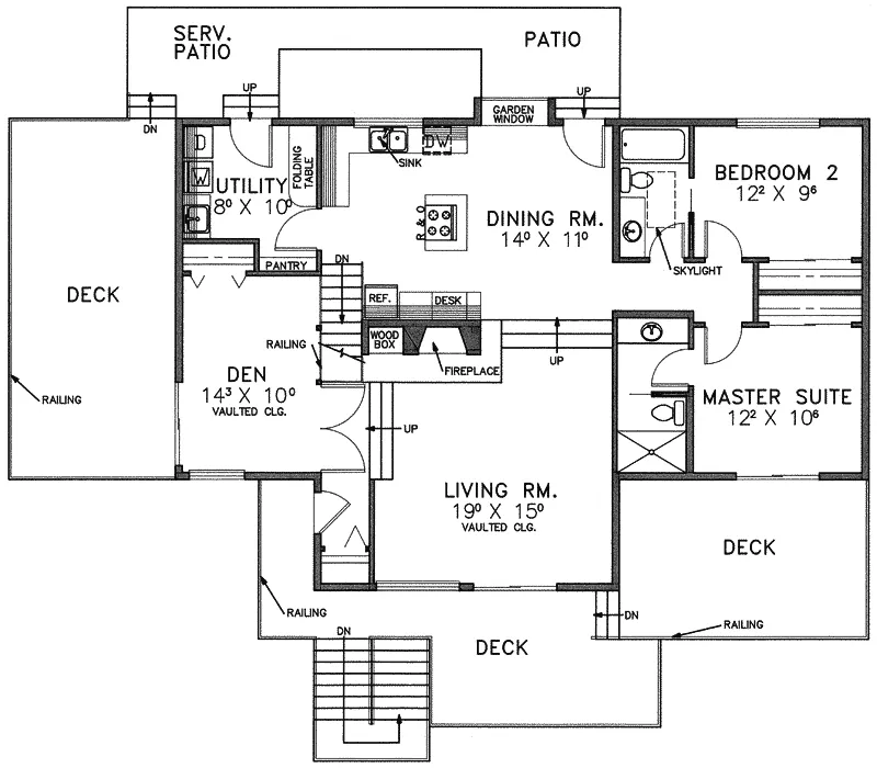 Ranch House Plan First Floor - Bloomsbury Rustic Home 085D-0571 - Search House Plans and More
