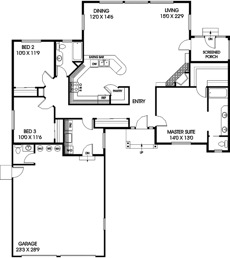 European House Plan First Floor - Dahlia Traditional Ranch Home 085D-0577 - Search House Plans and More