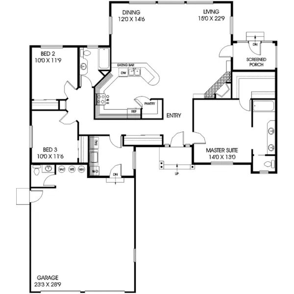 Traditional House Plan First Floor - Dahlia Traditional Ranch Home 085D-0577 - Search House Plans and More