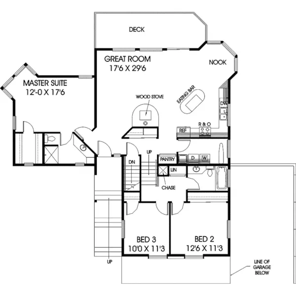 Ranch House Plan First Floor - Rinzetta Rustic Home 085D-0579 - Shop House Plans and More