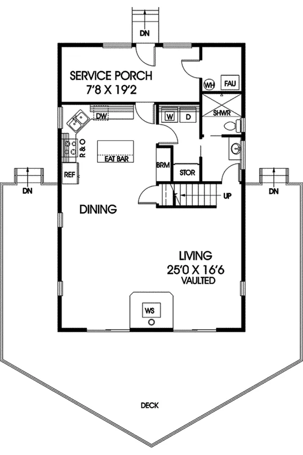 Lake House Plan First Floor - Hahns Peak A-Frame Home 085D-0582 - Search House Plans and More