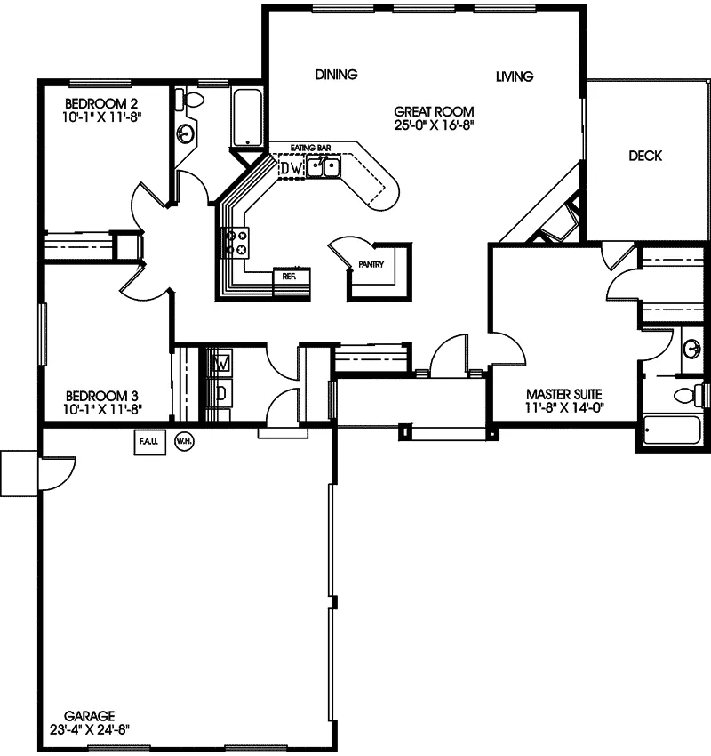Ranch House Plan First Floor - Raccoon Ridge Rustic Ranch Home 085D-0587 - Shop House Plans and More