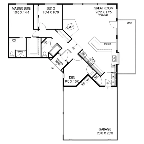 Ranch House Plan First Floor - Anchorage Rustic Home 085D-0588 - Search House Plans and More