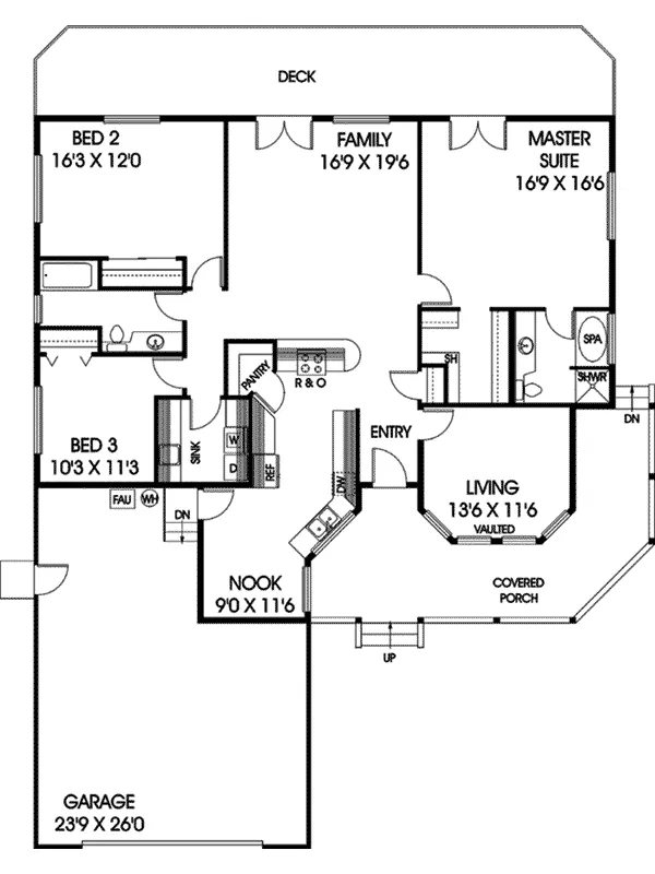 Ranch House Plan First Floor - Tomview Country Ranch Home 085D-0593 - Shop House Plans and More