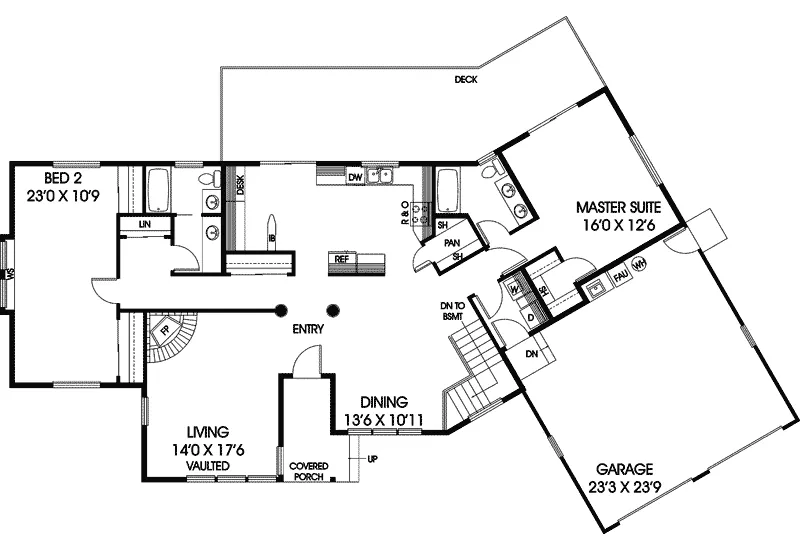 Ranch House Plan First Floor - Canard Country Ranch Home 085D-0603 - Search House Plans and More