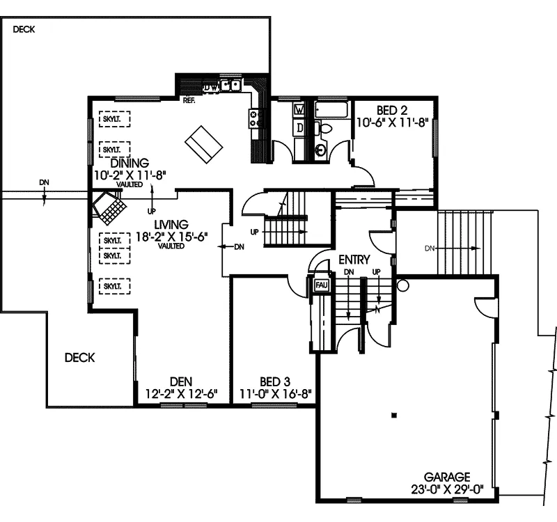 Contemporary House Plan First Floor - Incline Hill Mountain Home 085D-0605 - Search House Plans and More
