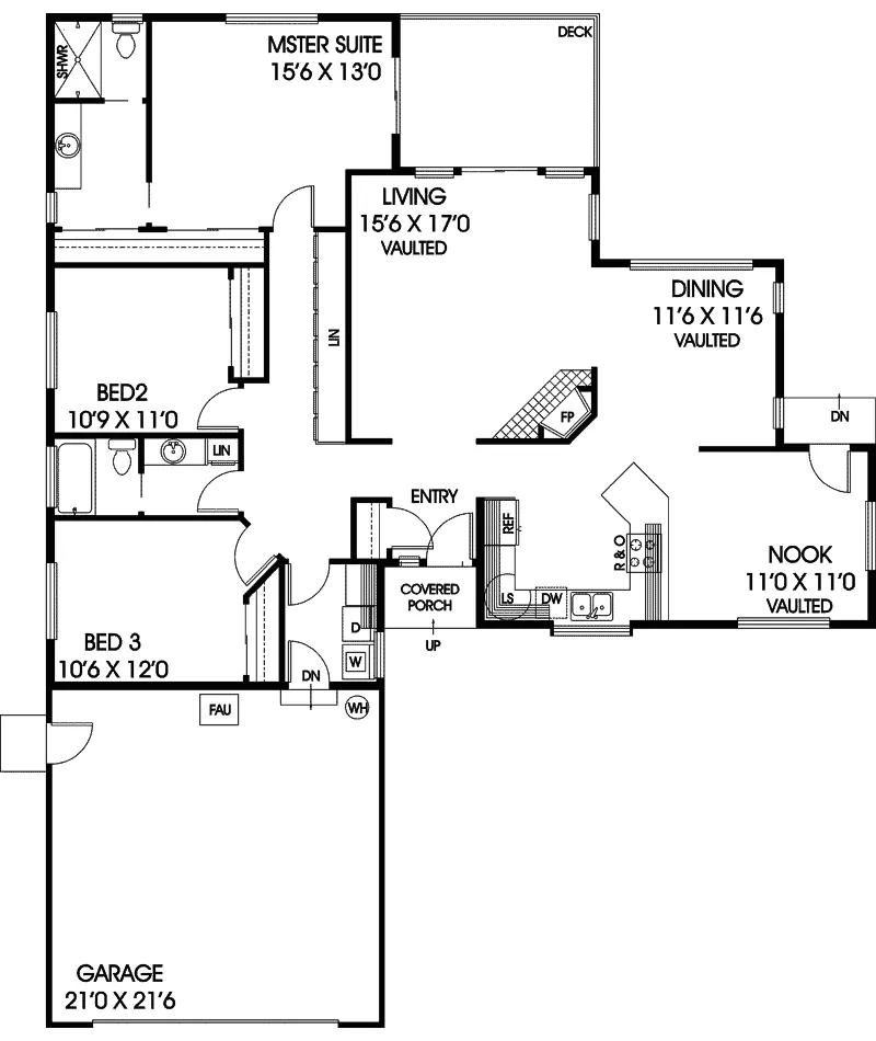 Ranch House Plan First Floor - Stardust Country Ranch Home 085D-0606 - Shop House Plans and More