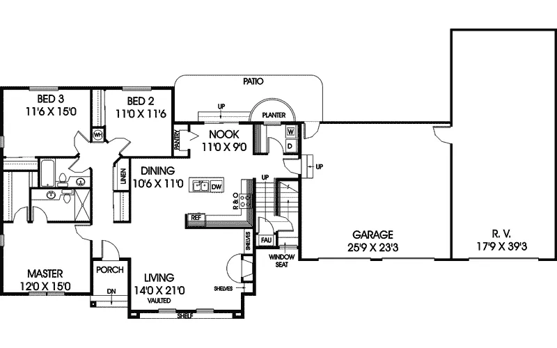 Traditional House Plan First Floor - Waverly Hill Ranch Home 085D-0614 - Shop House Plans and More