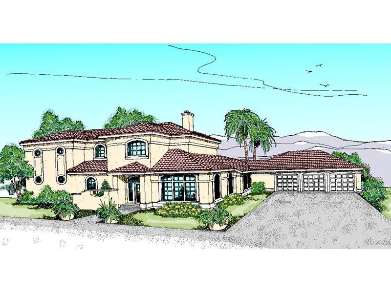 Mediterranean House Plan Front of Home - Compton Cove Mediterranean Home 085D-0616 - Search House Plans and More