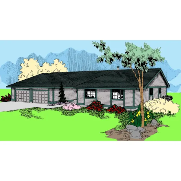 Ranch House Plan Front of Home - Dailey Spring Ranch Home 085D-0617 - Search House Plans and More