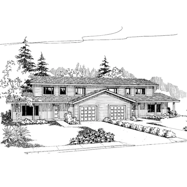 Contemporary House Plan Front of Home - Callaway Bluff Duplex Design Plan085D-0618 - Search House Plans and More