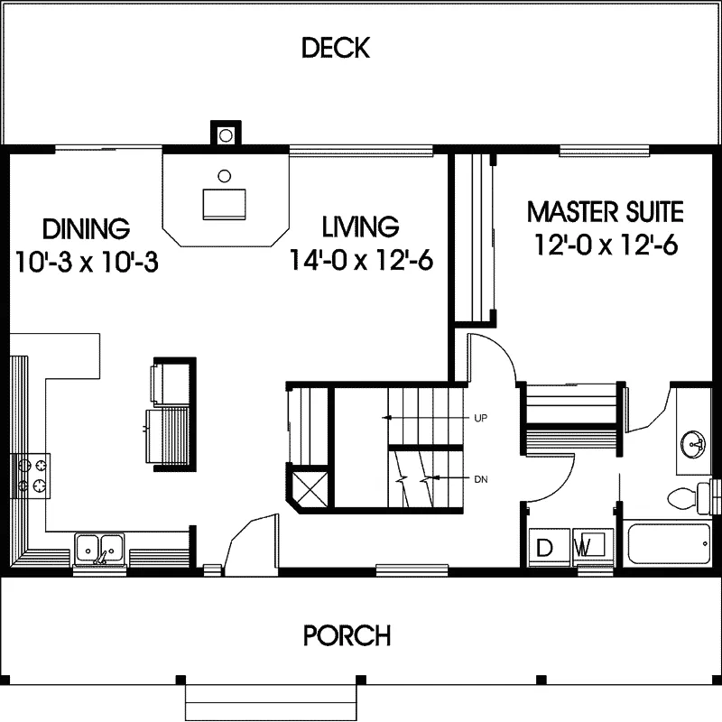 Vacation House Plan First Floor - Elm Haven Vacation Cottage Home 085D-0620 - Search House Plans and More