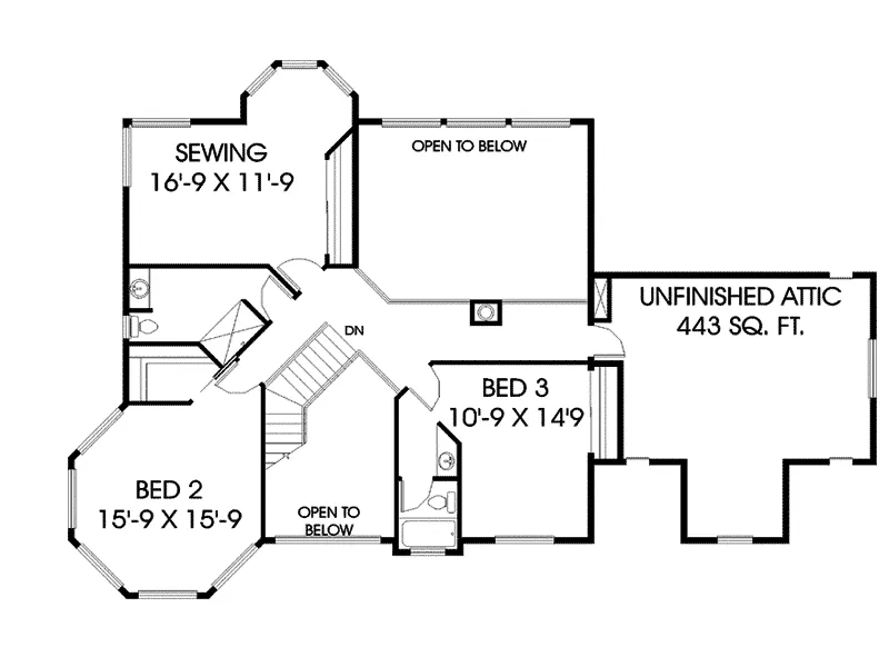 Traditional House Plan Second Floor - Courtenay Farm Victorian Home 085D-0623 - Search House Plans and More