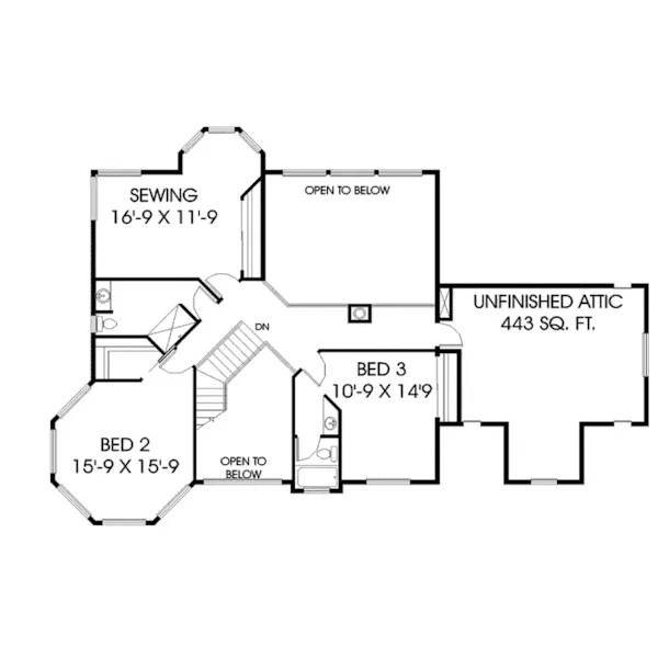 Farmhouse Plan Second Floor - Courtenay Farm Victorian Home 085D-0623 - Search House Plans and More