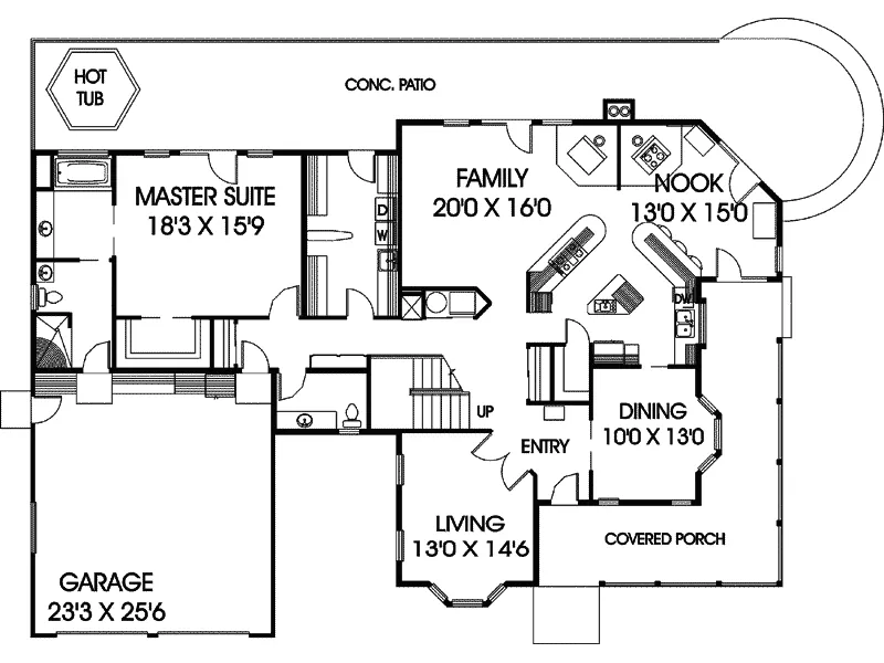 Farmhouse Plan First Floor - Tuliptree Country Farmhouse 085D-0625 - Shop House Plans and More