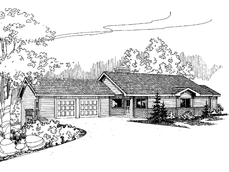 Ranch House Plan Front of Home - Ardell Lake Ranch Home 085D-0626 - Search House Plans and More