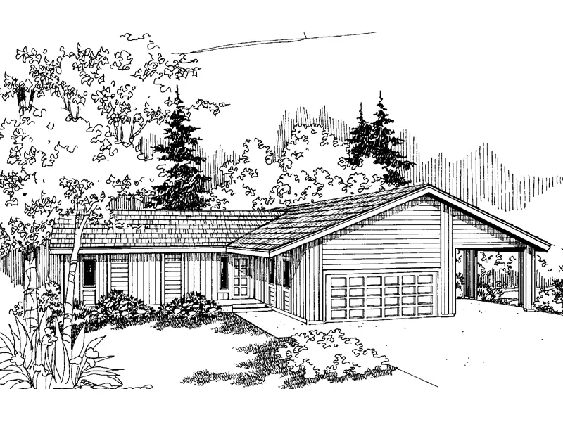 Craftsman House Plan Front of Home - Wexford Hill Ranch Home 085D-0627 - Shop House Plans and More