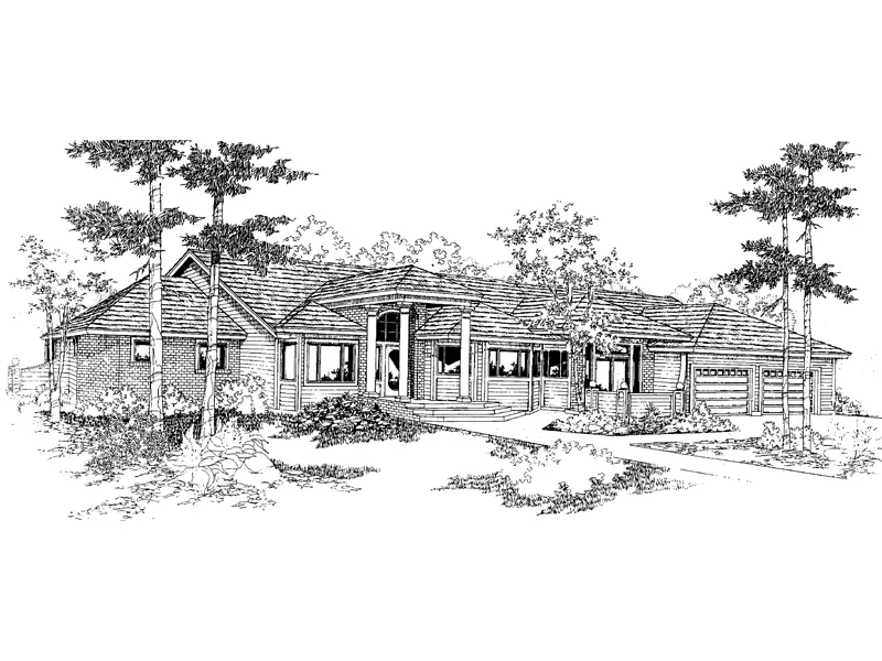 Prairie House Plan Front of Home - Agostino Prairie Style Home 085D-0633 - Search House Plans and More