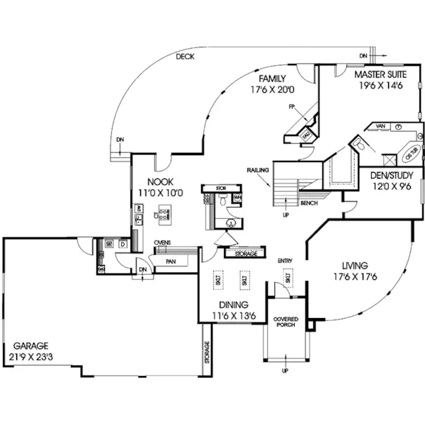 Contemporary House Plan First Floor - Marquette Contemporary Home 085D-0636 - Shop House Plans and More