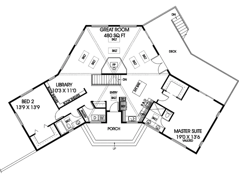 Country House Plan First Floor - Earlmar Waterfront Home 085D-0638 - Search House Plans and More