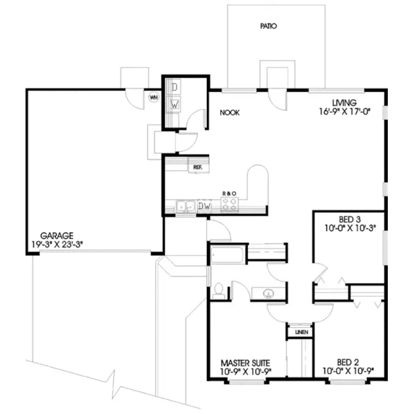 Contemporary House Plan First Floor - Curryville  Contemporary Home 085D-0639 - Search House Plans and More