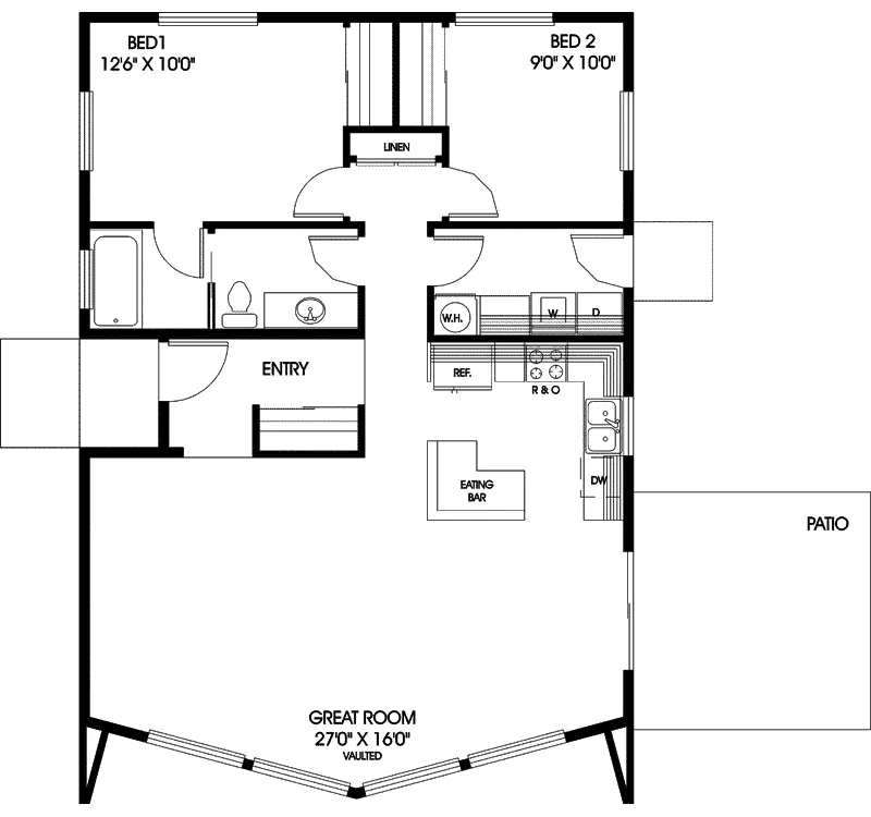 Cabin & Cottage House Plan First Floor - Gotfried Cottage Home 085D-0647 - Search House Plans and More