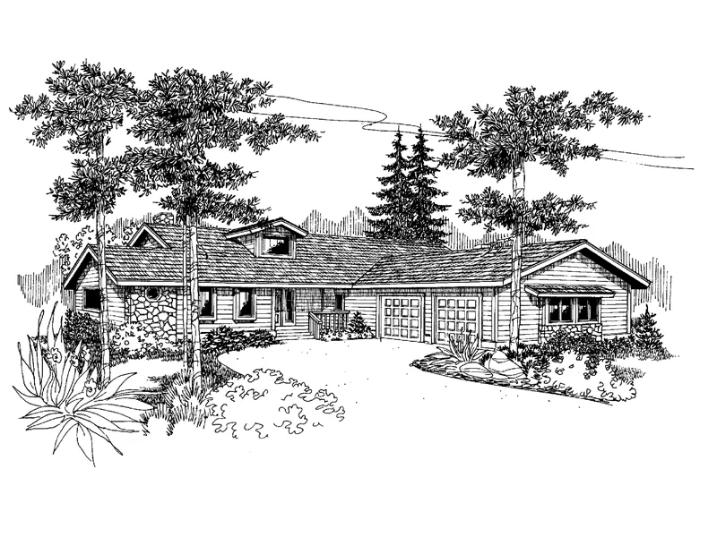 Craftsman House Plan Front of Home - Odenwald Ranch Home 085D-0648 - Shop House Plans and More