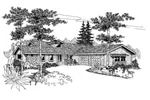 Craftsman House Plan Front of Home - Odenwald Ranch Home 085D-0648 - Shop House Plans and More