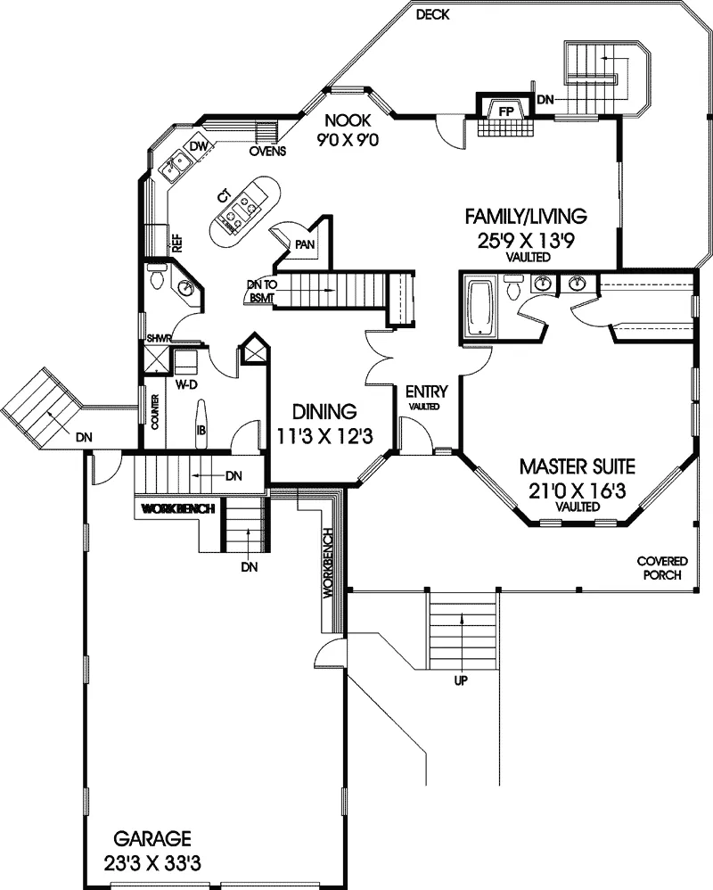 Bungalow House Plan First Floor - Roseland Terrace Rustic Home 085D-0654 - Shop House Plans and More