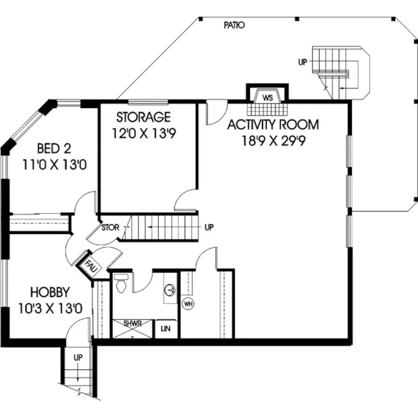 Lowcountry House Plan Lower Level Floor - Roseland Terrace Rustic Home 085D-0654 - Shop House Plans and More