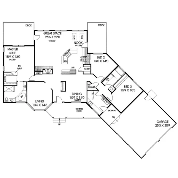 Contemporary House Plan First Floor - Rutherfordglen Ranch Home 085D-0655 - Shop House Plans and More