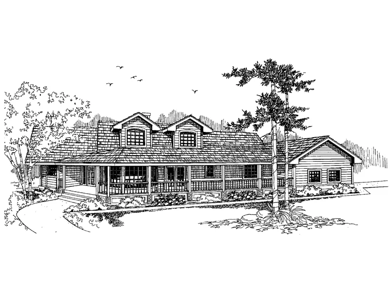 Traditional House Plan Front of Home - Eagles Landing Ranch Home 085D-0657 - Search House Plans and More