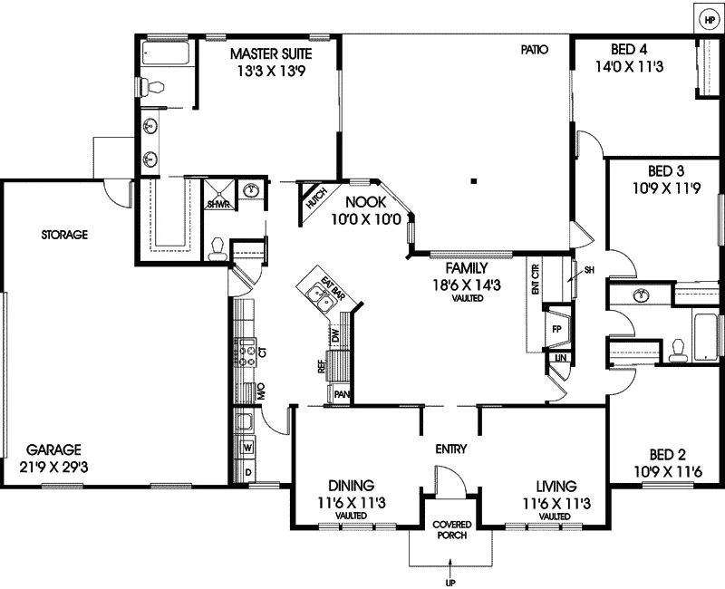 Ranch House Plan First Floor - Vandergrift Ranch Home 085D-0660 - Shop House Plans and More