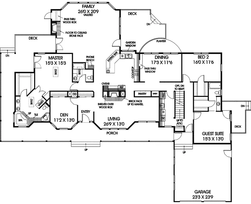 Luxury House Plan First Floor - Oregon Ranch Home 085D-0661 - Shop House Plans and More