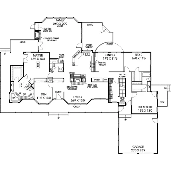 Luxury House Plan First Floor - Oregon Ranch Home 085D-0661 - Shop House Plans and More