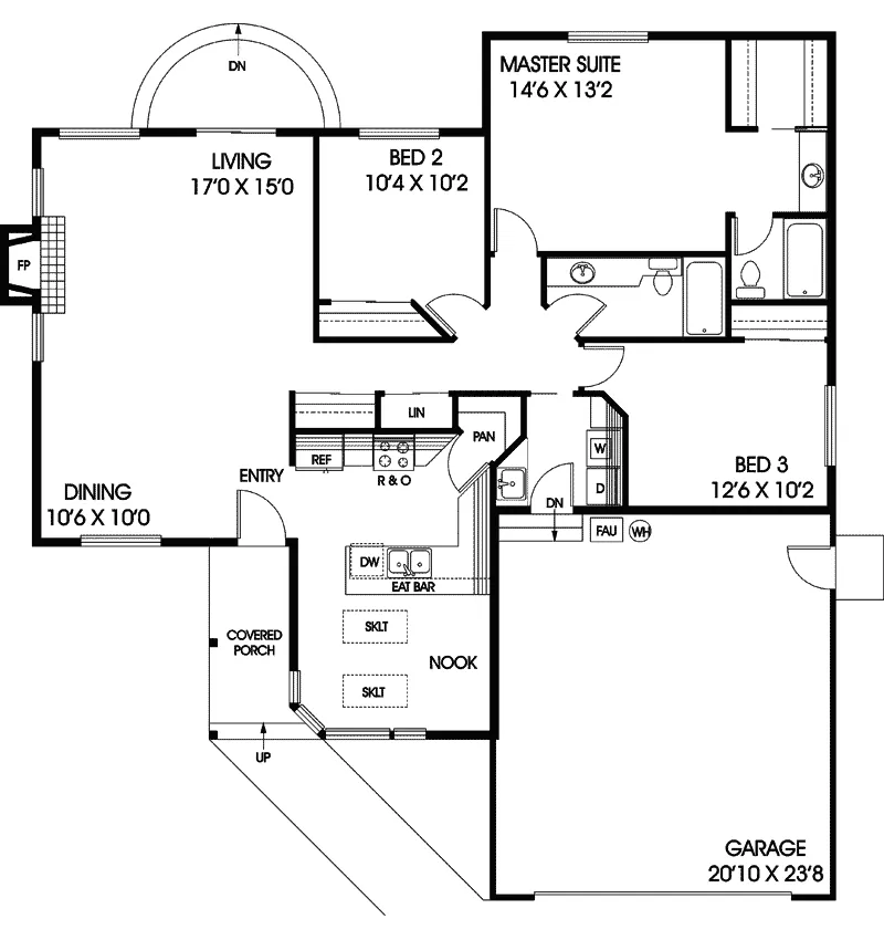 Modern House Plan First Floor - Morton Traditional Ranch Home 085D-0662 - Shop House Plans and More