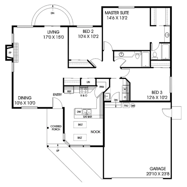 Contemporary House Plan First Floor - Morton Traditional Ranch Home 085D-0662 - Shop House Plans and More