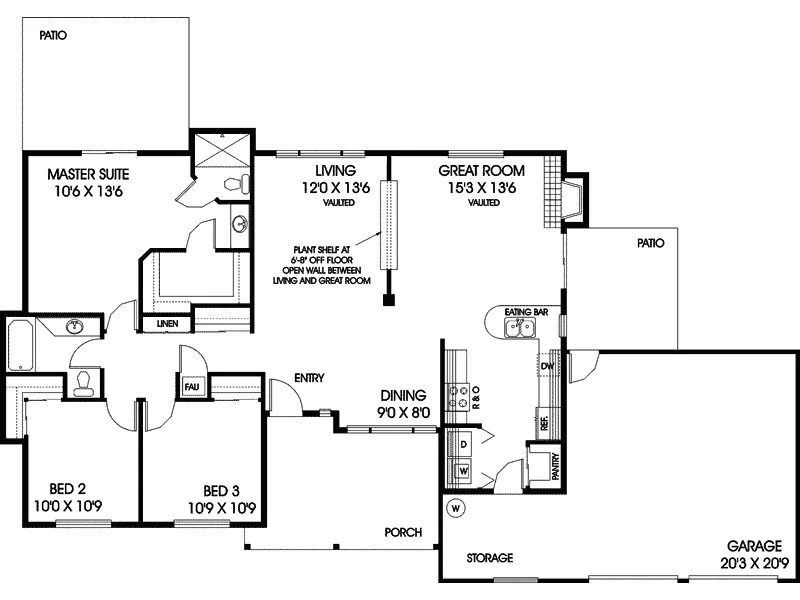 Country House Plan First Floor - Valliant Ranch Home 085D-0663 - Shop House Plans and More