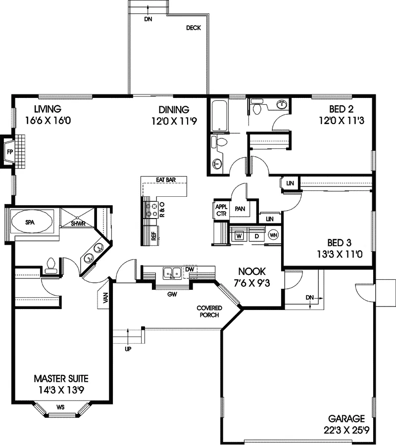 Country House Plan First Floor - Bromley Farm Country Ranch Home 085D-0672 - Search House Plans and More