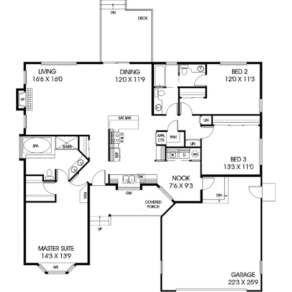 Traditional House Plan First Floor - Bromley Farm Country Ranch Home 085D-0672 - Search House Plans and More