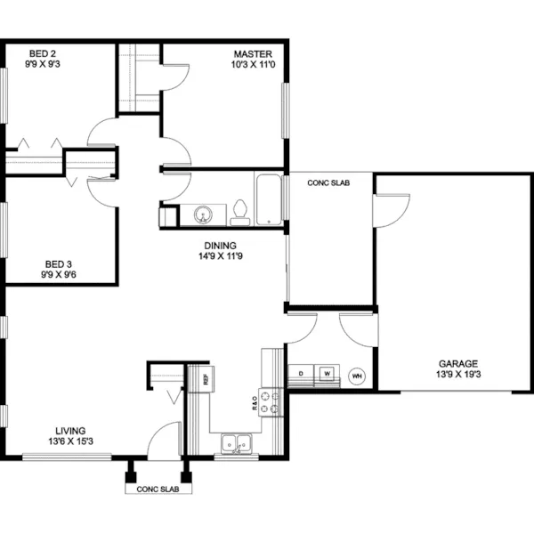 Florida House Plan First Floor - Beacon Beach Sunbelt Ranch Home 085D-0679 - Search House Plans and More