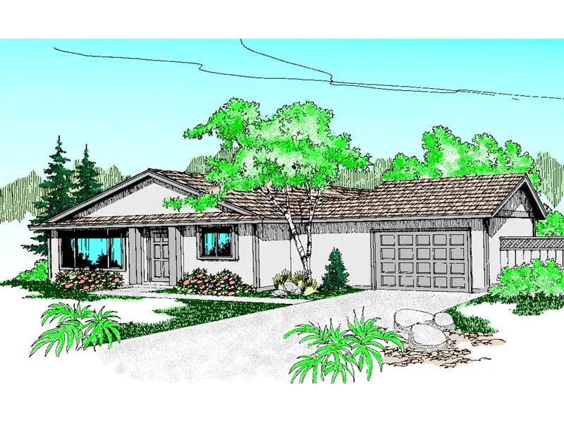 Sunbelt Style Ranch House With Stucco Siding