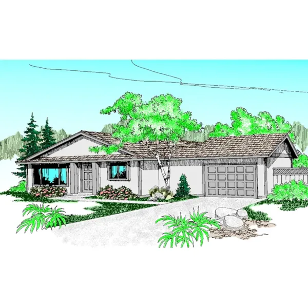 Sunbelt Style Ranch House With Stucco Siding