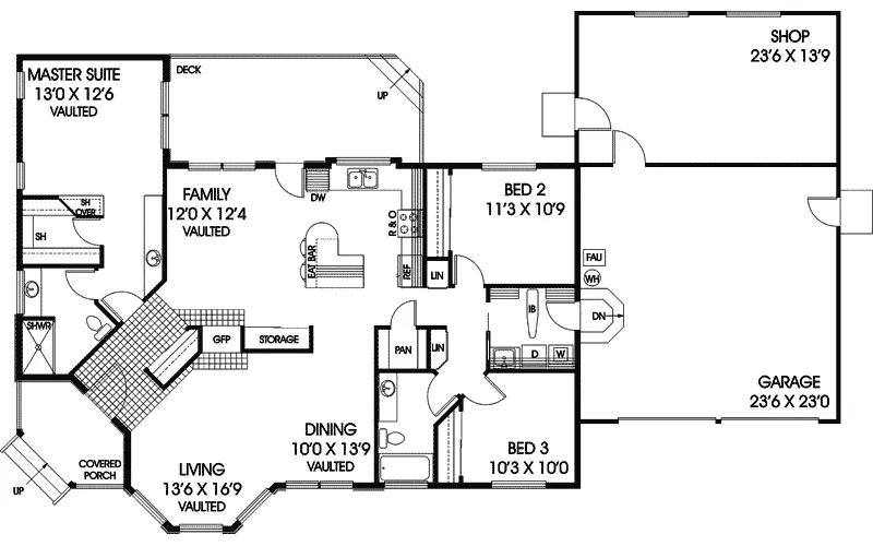 Contemporary House Plan First Floor - Paddock Ridge Country Ranch Home 085D-0683 - Shop House Plans and More