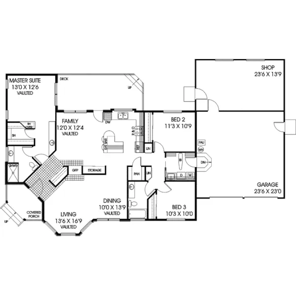 Ranch House Plan First Floor - Paddock Ridge Country Ranch Home 085D-0683 - Shop House Plans and More