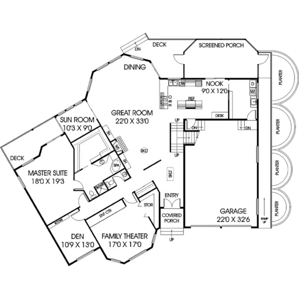 Craftsman House Plan First Floor - Parkbay Traditional Home 085D-0684 - Shop House Plans and More